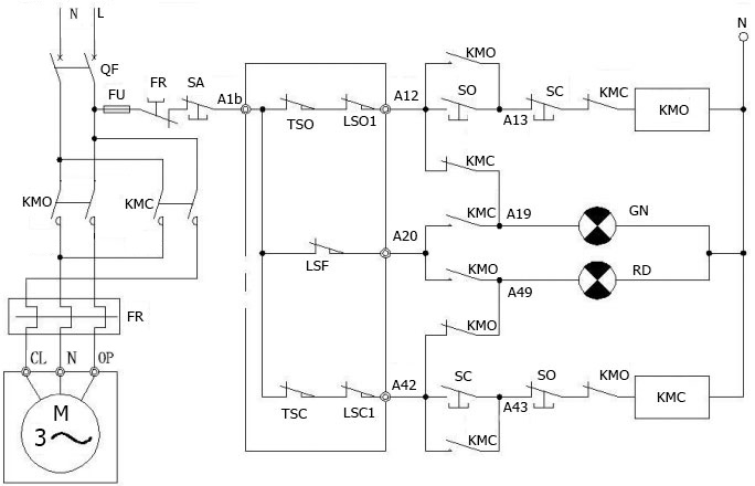 Электрическая схема подключения MT-N-EM-O1-220VAC-У1