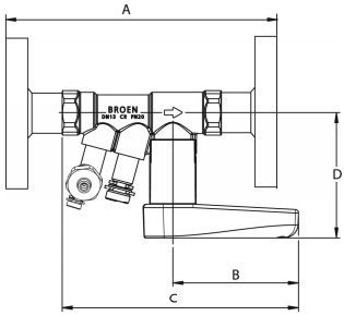 Чертеж Клапан балансировочный BROEN BALLOREX Venturi FODRV Ду40 Ру16 фланцевый латунный