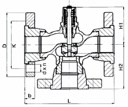 Чертеж Клапан регулирующий трехходовой M3F-FL Ду20 Ру16 фланцевый