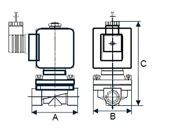 Клапан электромагнитный соленоидный двухходовой прямого действия DN.ru-DHDF11-NO погружной фонтанный, быстрого реагирования Ду15 (1/2 дюйм), Ру6 корпус - латунь, уплотнение - NBR, с катушкой серии F 24В