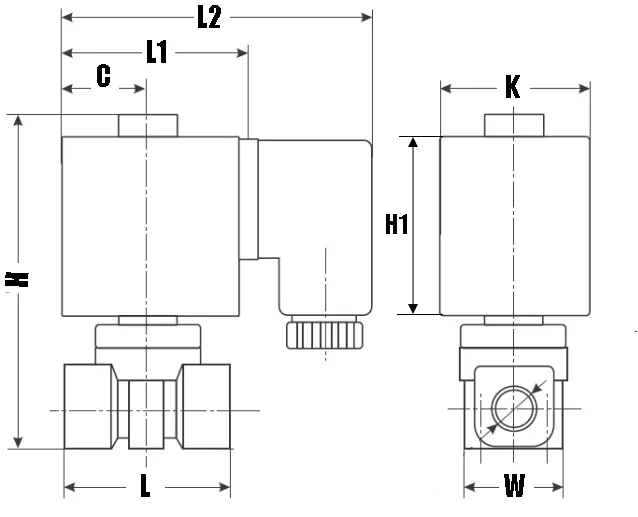 Клапан электромагнитный соленоидный двухходовой миниатюрный DN.ru-DHSM31-S прямого действия (НЗ) Ду8-2.5 (1/4 дюйм), Ру12 корпус - сталь 316, уплотнение NBR, резьба G, с катушкой S91B 24В