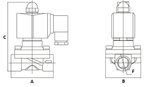 Клапан электромагнитный DN.ru VS200-NT-NC-24VDC 1ʺ Ду25 Ру10, соленоидный двухходовой, корпус - латунь, уплотнение - NBR, резьбовой, нормально закрытый, прямого действия, катушка - 24В