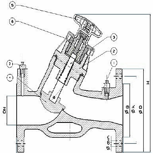 Клапан балансировочный Duyar T-3020 Ду65 Ру16 статический чугунный фланцевый