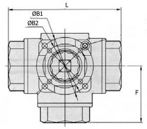 Кран шаровой трехходовой Genebre 2040 10 Ду65 Ру63, тип L, стандартнопроходной, резьбовой с электроприводом DN.ru ST-010 220В (0-270°)
