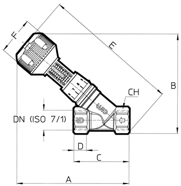 Чертеж Клапана балансировочного Cimberio 727 (Cim 727) Ду25 Ру16