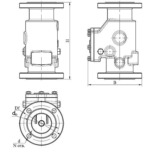 Клапаны обратные Спецавтоматика БАГЕ Ду65-150 Ру16 фланцевые однодисковые расположение - универсальное, климатическое исполнение - О