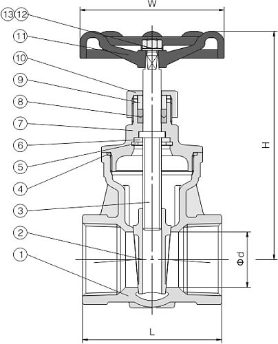 Задвижка клиновая NewKey ZKm 1 1/2″ Ду40 Ру40 муфтовая, корпус - нержавеющая сталь AISI304 (CF8)
