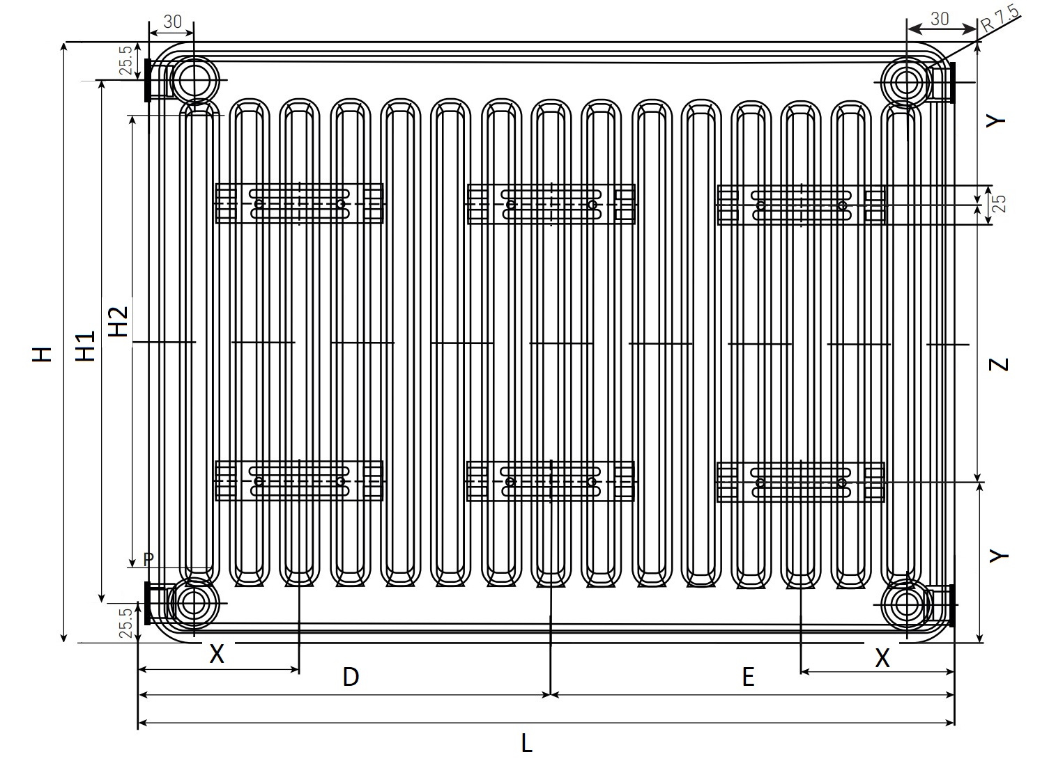 Радиатор панельный Oasis Pro PN 33-6 600x1300 мм настенный, теплоотдача - 4.918 кВт, высота - 600 мм, ширина 1300 мм, количество панелей - 3, присоединение резьбовое - 1/2