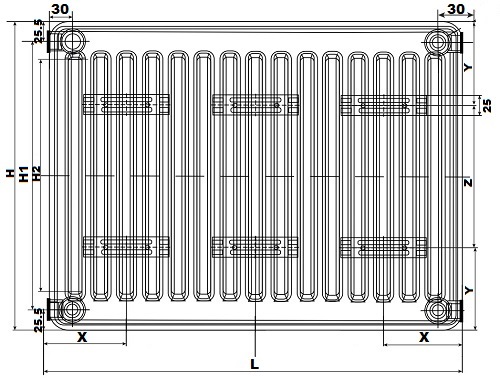 Радиатор Oasis Pro PB 21-3-27 300x2700 мм настенный, панельный, присоединение резьбовое - 1/2