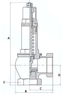 Чертеж Клапан предохранительный OR 1832 Ду20 Ру16 муфтовый регулируемый угловой 0,5-16 бар 