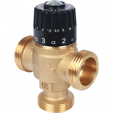 Термостатический смесительный клапан для систем отопления и ГВС STOUT 3/4″ НР 30-65°С KV 2,3 SVM-0125-236520