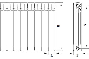 Радиатор алюминиевый секционный Benarmo AL 500/78 S19 6 секций RAL 9016 (цвет: белый) боковое подключение, универсальное