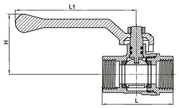 Кран шаровой STI для газа 1″ Ду25 Ру16 муфтовый (муфта-муфта) полнопроходной, рычаг, корпус - латунь