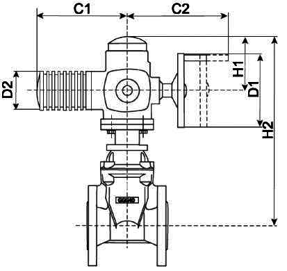 Задвижка клиновая Гранар KR12-450 Ду450 Ру16 с обрезиненным клином, с электроприводом SA16.2, 380 В