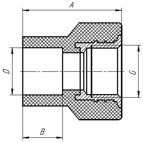 Муфта PP-R комбинированная AQUALINK 1”x1” Дн25x25 Ру25 внутренняя резьба под приварку белая