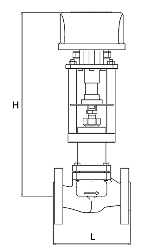 Клапан регулирующий АСТА Р213 ТЕРМОКОМПАКТ Ду40 Ру16, уплотнение - PTFE,  с электроприводом ЭПР 1.6 кН 220В (3-х поз. сигнал)