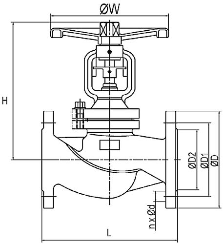 Клапаны запорные сильфонные АСТА В343 Ду200 Ру40 фланцевые, корпус - нержавеющая сталь AISI304, Тmax= +350°С