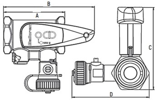 Клапан запорный BROEN BASIC 1/2″ Ду15 Ру25 Kvs=1.8м3/ч латунный, внутренняя резьба, рукоятка