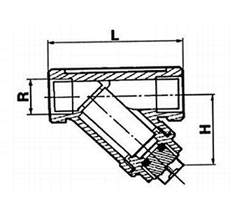 Эскиз Фильтр сетчатый Danfoss Y666 1/2″ Ду15 Ру40 со сливной пробкой муфтовый из нержавеющей стали (149B5273)