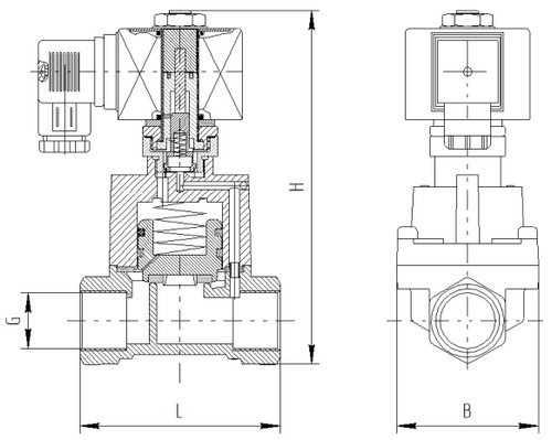 Клапаны электромагнитные муфтовые Dendor Vt-IA-nc-T-Z2-B Ду15-40 Ру10 корпус - латунь, непрямого действия, нормально закрытые (НЗ), уплотнение PTFE, катушка 220B