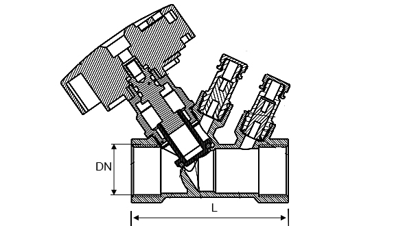 Клапан балансировочный латунный DN.ru КБЛР-020-16 3/4ʺ Ду20 Ру16, L=80 мм, муфтовый