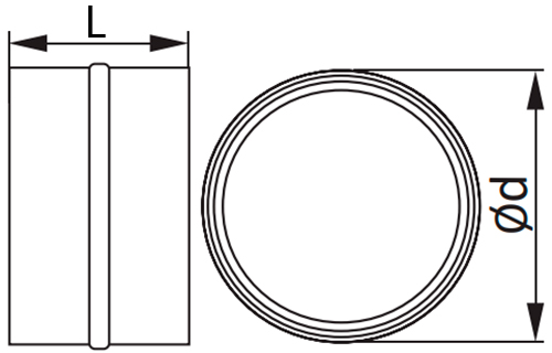 Соединитель ERA ПМ D150 круглый, стальной с покрытием полимерной эмалью для соединения воздуховодов, белый