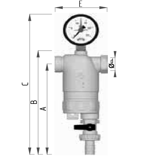 Фильтр сетчатый FAR FA 39F8 3/4” Ду20 Ру25 ВР-ВР, латунный, размер фильтрующей сетки 300 мкм, с манометром, хромированный с магнитной вставкой