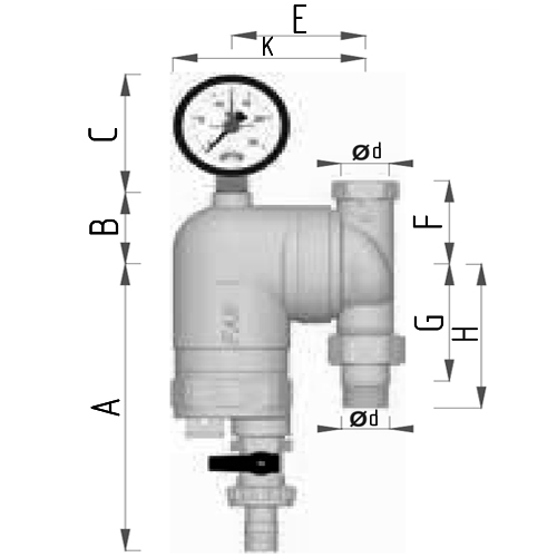 Фильтр сетчатый FAR FA 39M6 1/2” Ду15 Ру25 НР-BР, латунный, размер фильтрующей сетки 100 мкм, с манометром, хромированный, поворотное соединение с магнитной вставкой