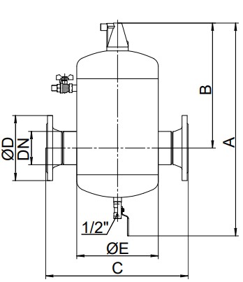 Сепаратор воздуха Гранэйр Тип С Ду500 Ру10 фланцевый, корпус - углеродистая сталь