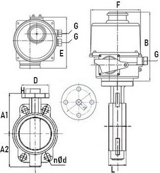 Затвор дисковый поворотный Genebre 2103 Ду50 Ру16 с взрывозащищенным электроприводом ГЗ-ОФВ-25/5,5(к), 220В