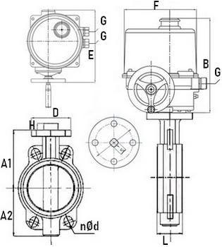 Затвор дисковый поворотный Genebre 2103 Ду150 Ру16 с взрывозащищенным электроприводом ГЗ-ОФВ-110/11(м), 24В