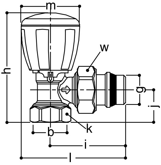 Клапан термостатический микрометрический Giacomini R421TG 1/2″ Ду15 Ру10 угловой, латунный хромированный, внутренняя/наружная резьба