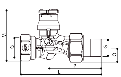 Клапаны термостатические Giacomini R402D 1/2-3/4“ Ду15-20 Ру10 прямые с увеличенным проходом, латунные хромированные, внутренняя/наружная резьба