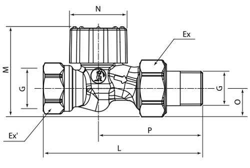 Клапан термостатический Giacomini R402H 3/4″ Ду20 Ру16 прямой с увеличенным проходом, латунный хромированный, внутренняя/наружная резьба