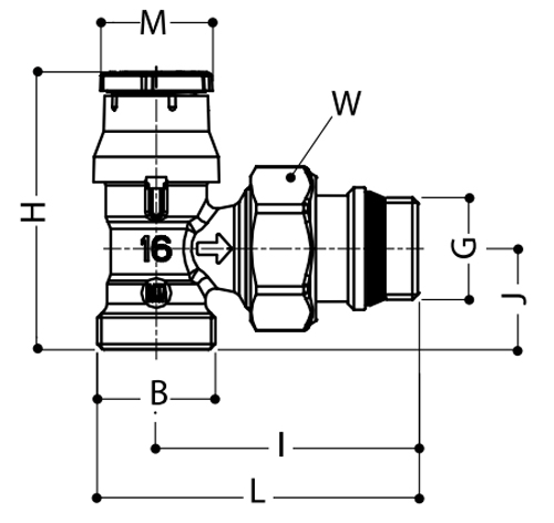 Клапан термостатический Giacomini R411TG 1/2″ Ду15 Ру10 угловой, латунный хромированный, наружная резьба