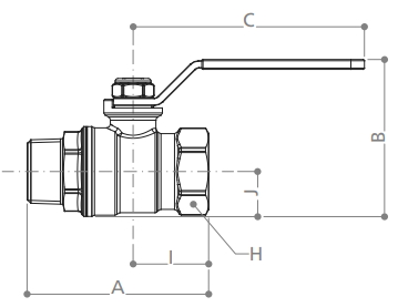 Эскиз Кран шаровой Giacomini R254WL 1/2″ Ду15 Ру42 стандартнопроходной, хромированный, внутренняя/наружная резьба, ручка-рычаг (R254WX053)