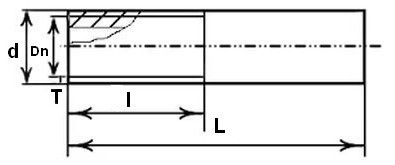 Эскиз Резьба стальная КАЗ 1/2″ Ду15 Ру16 L=28мм из труб по ГОСТ 3262-75