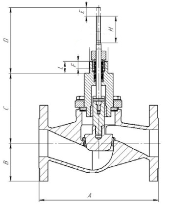 Клапан регулирующий двухходовой Гранрег КМ127Ф Ду25 Ру40 фланцевый с трехпозиционным электроприводом СМП0,7-220В Kvs=6