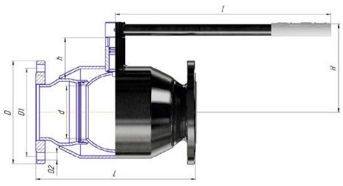Кран шаровой ALSO КШ.Ф.П.150.16-02 Ду150 Ру16 полнопроходной, присоединение - фланцевое, корпус - сталь 09Г2С, уплотнение - PTFE, управление - ручка/рычаг
