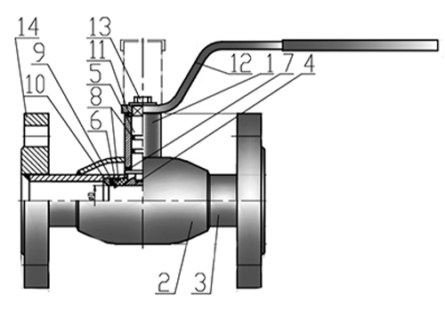 Кран шаровый КВО-АРМ серия 12 Ду600 Ру40 фланцевый цельносварной, полный проход, управление ручка-рычаг, корпус – углеродистая сталь