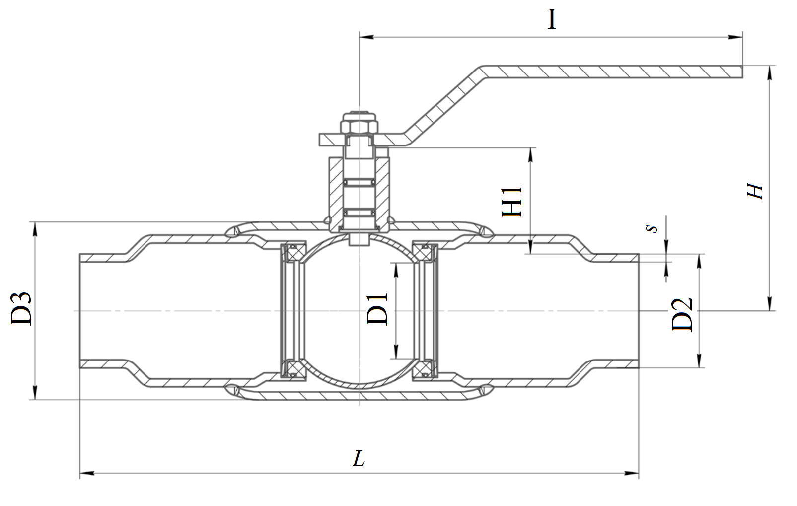Кран шаровый LD КШ.Ц.П.Э.П/П.02 Ду125 Ру25, полнопроходной, корпус - сталь 20, уплотнение - EPDM, под приварку, под электропривод