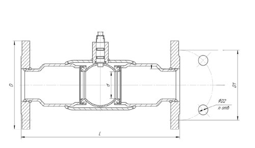 Кран шаровый LD КШ.Ц.Ф.Э 1 1/4″ Ду32 Ру40 фланцевый, полнопроходной, под электропривод, корпус - сталь 12Х18Н10Т