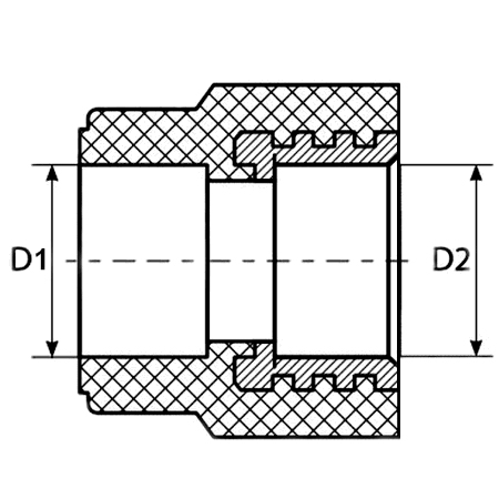 Муфта полипропиленовая PPRC комбинированная MeerPlast Дн40x1 1/4” Ру25 внутренняя резьба / под приварку серая