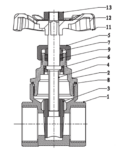 Задвижка клиновая MVI BV.880 1 1/4″ Ду32 Ру10 муфтовая, корпус – латунь