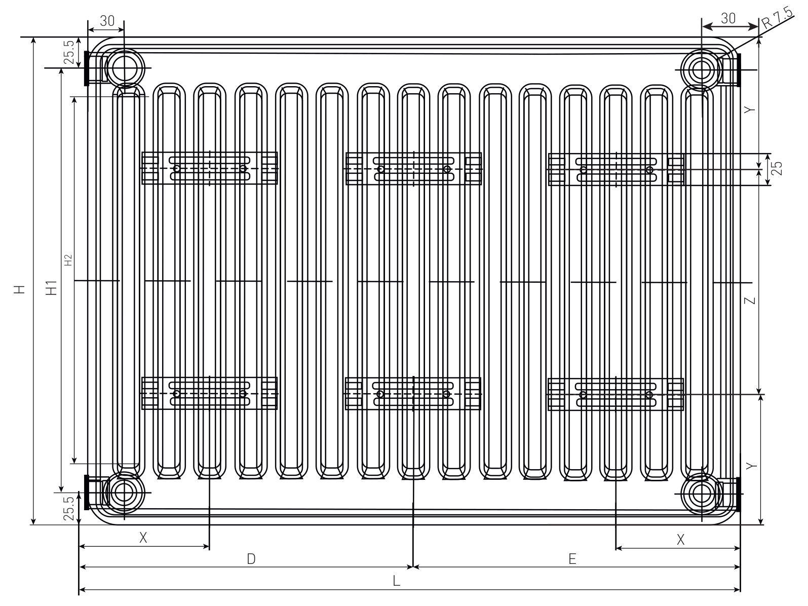 Радиаторы стальные панельные Oasis Pro PN 11-4 400х400-3000 мм настенные, присоединение резьбовое - 1/2″, подключение - нижнее, белые