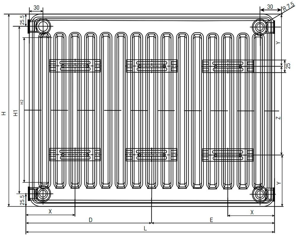 Радиатор стальной панельный Oasis Pro PB 10-3 300x500 мм настенный, теплоотдача - 373 Вт, присоединение резьбовое - 1/2″, подключение - боковое, цвет - белый RAL 9016, гигиеническое исполнение