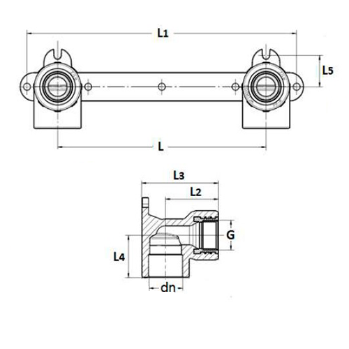 Комплект для смесителя настенный Политэк Дн20x1/2″ Ру25 внутренняя резьба/под приварку, корпус - полипропилен