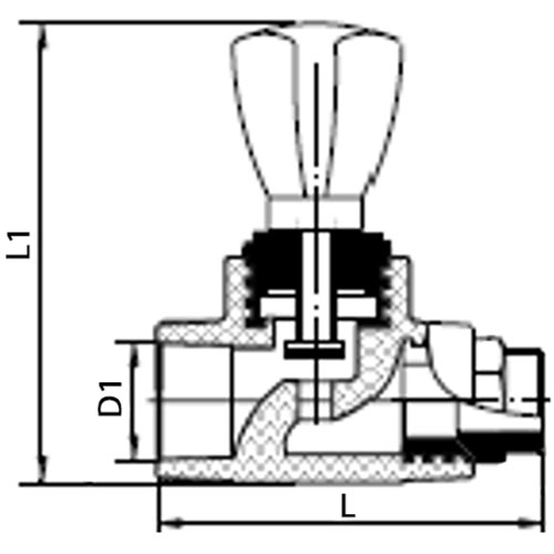 Вентиль полипропиленовый PPR Remsan Дн25х3/4″ Ру25 НР для радиатора