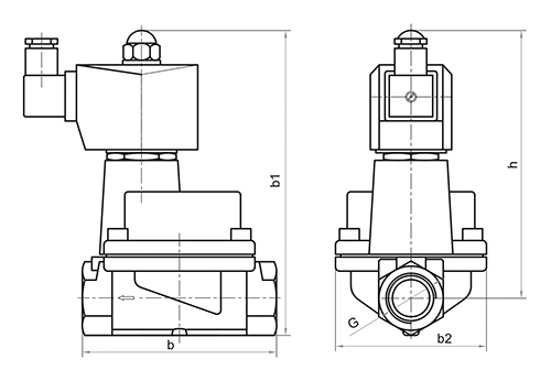 Клапан электромагнитный Росма СК-11-ВТ G1/2 Ду15 Ру40 стальной, нормально закрытый, непрямого действия, поршень - PTFE, с катушкой 220В