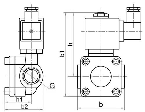 Клапан электромагнитный Росма СК-12-ВД Ду25 Ру16 латунный, нормально закрытый, непрямого действия, мембрана - NBR, с катушкой 24В